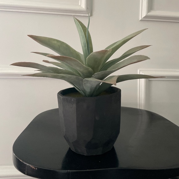 Faux plant in modern matte black clay vase - Picture 1 of 8